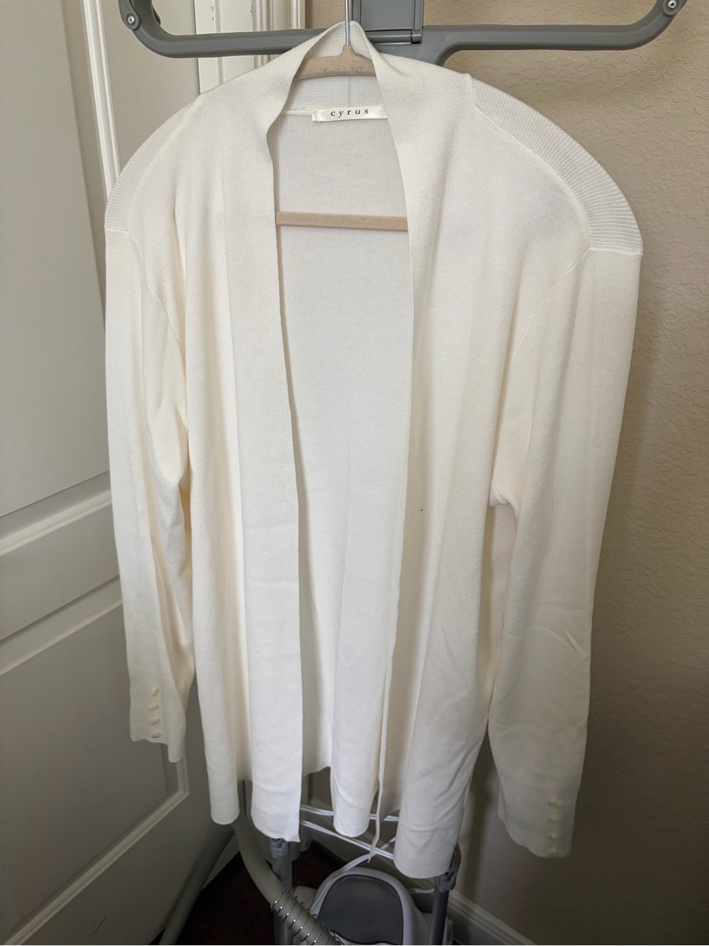 Cyrus Open-Front Cream Knit Cardigan